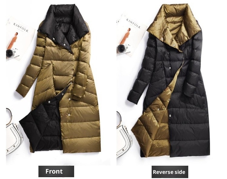 ChicShe Cross-Border Lightweight Down Jacket For Women, White Duck Down, 2024 Winter New Mid-Length Double-Sided Over-the-Knee_voghion.com