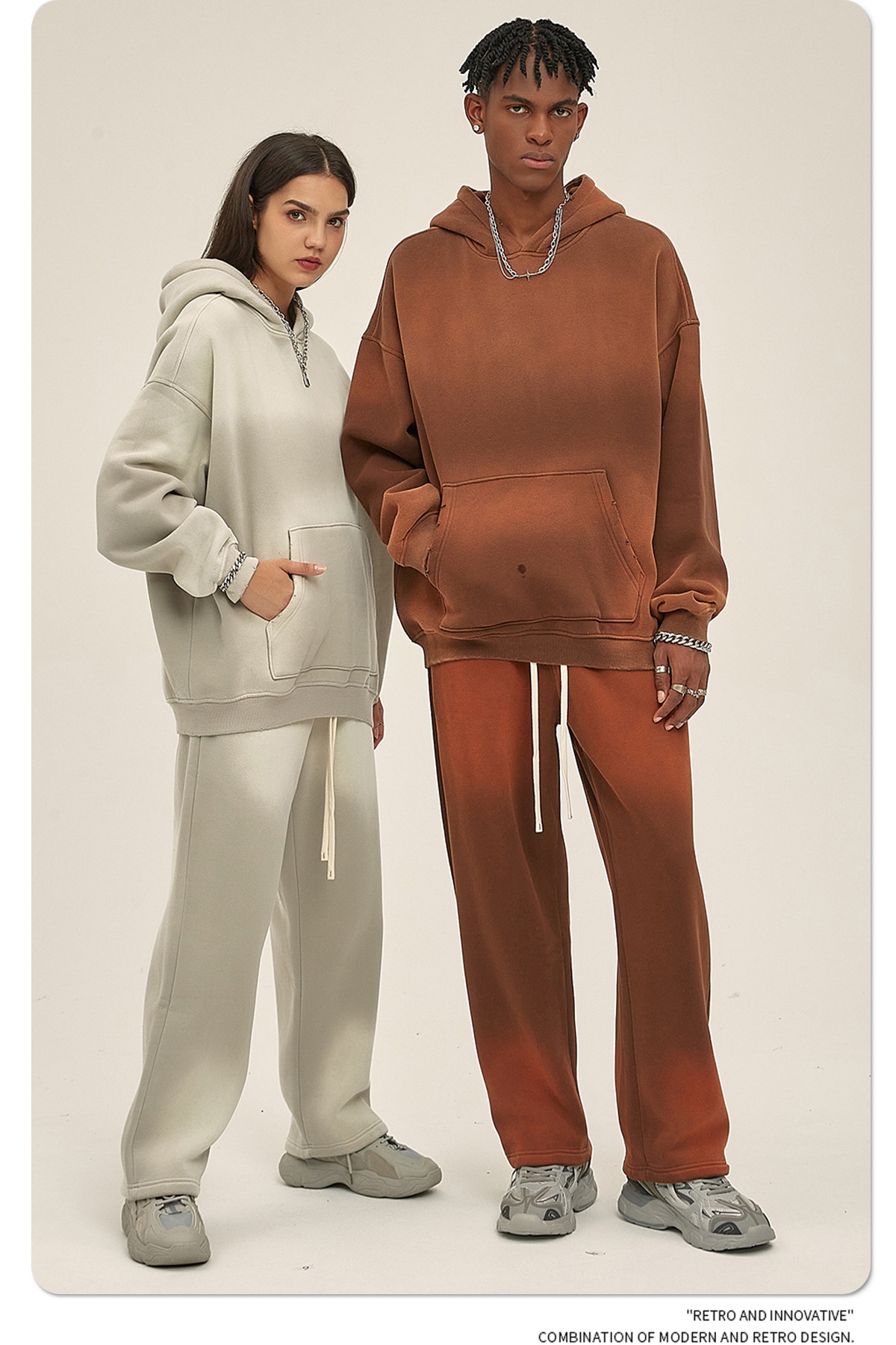 Abbigliamento da uomo ARTIE | Autunno Inverno 2025 Nuovo Colore Solido Foderato in Pile Ispessito 360g Tinto a Spruzzo Vintage Con Cappuccio_voghion.com