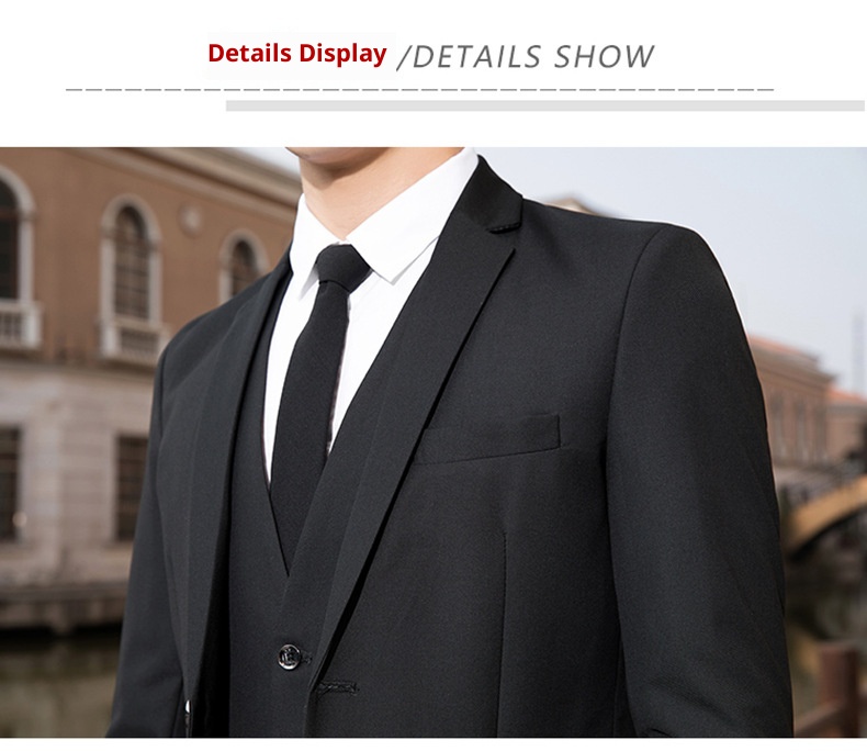 Jongens heren lente- en herfstset, Koreaans slim fit professioneel formeel pak, driedelig pak voor heren, bruidsjonker_voghion.com