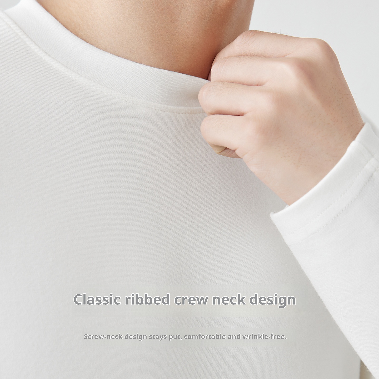 Herren-Langarmshirt aus 310 g gekämmter, hautfreundlicher, weißer, dicker Baumwolle (Frühling/Herbst 2025), einfarbig_voghion.com