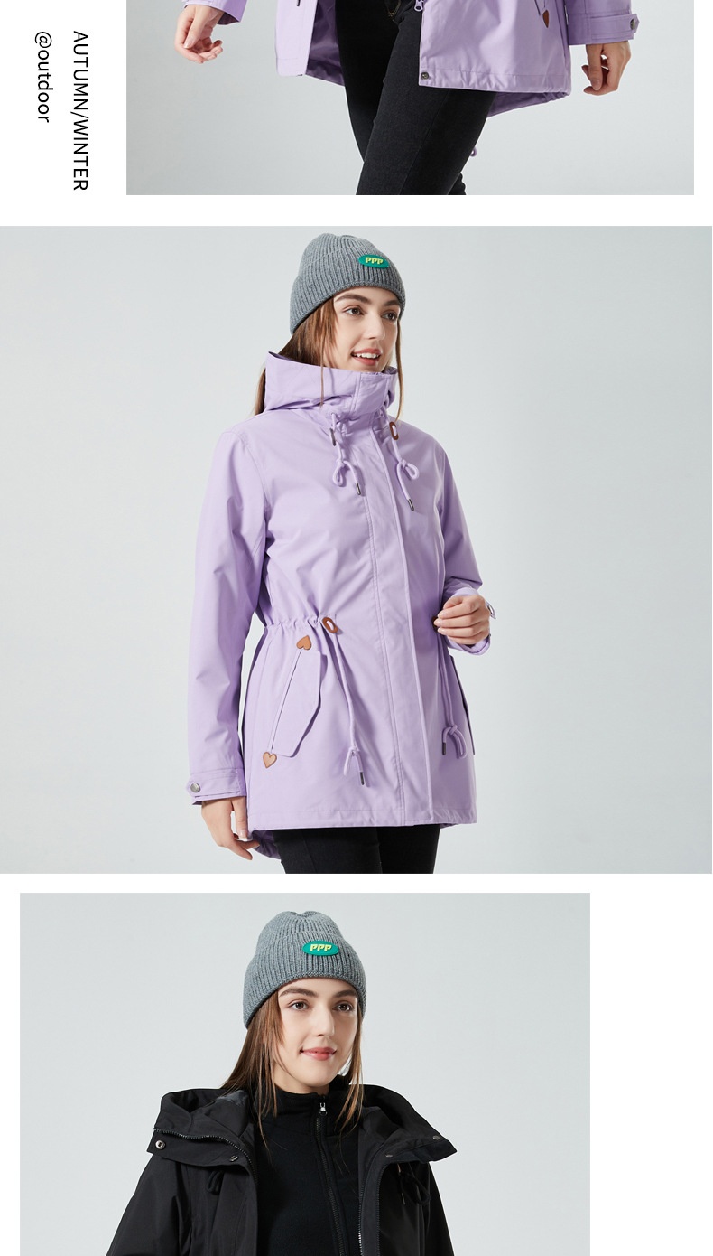Giacca impermeabile antivento trench di media lunghezza da donna ActiveGo, modello invernale 3 in 1, molto venduta oltre confine_voghion.com