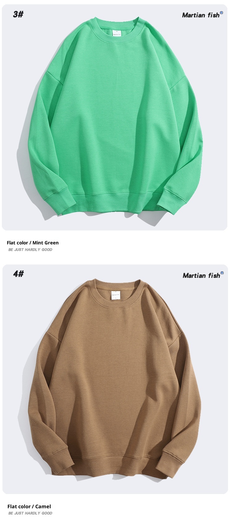 Sudadera unisex oversize de algodón saludable de 300 g, color liso, cuello redondo y hombros caídos. Ideal para padres e hijos._voghion.com