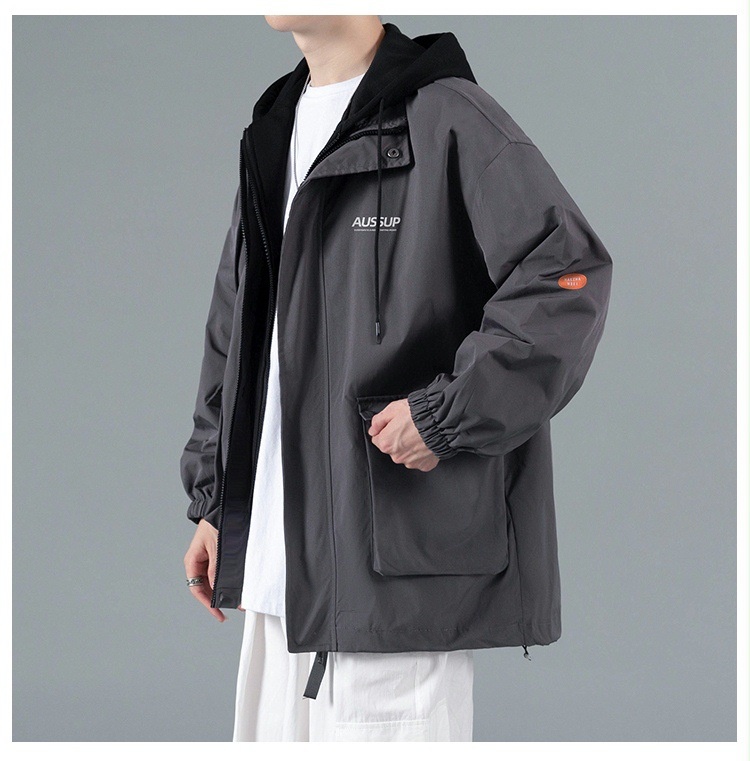 001 Herbstlicher zweiteiliger Herren-Windbreaker, lässiger Sportanzug mit lockerer Passform_voghion.com
