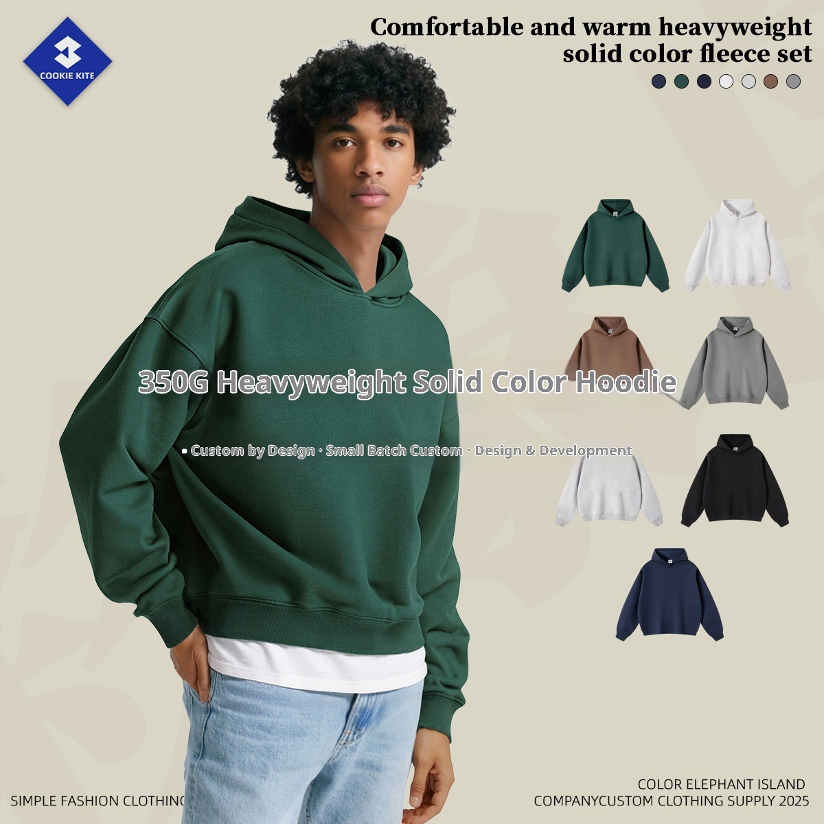 ragazzo KITE Abbigliamento Uomo 2025 Autunno Inverno Boxy Fit Corto Largo Pesante 350G Felpa Con Cappuccio Felpa Con Cappuccio Uomo_voghion.com