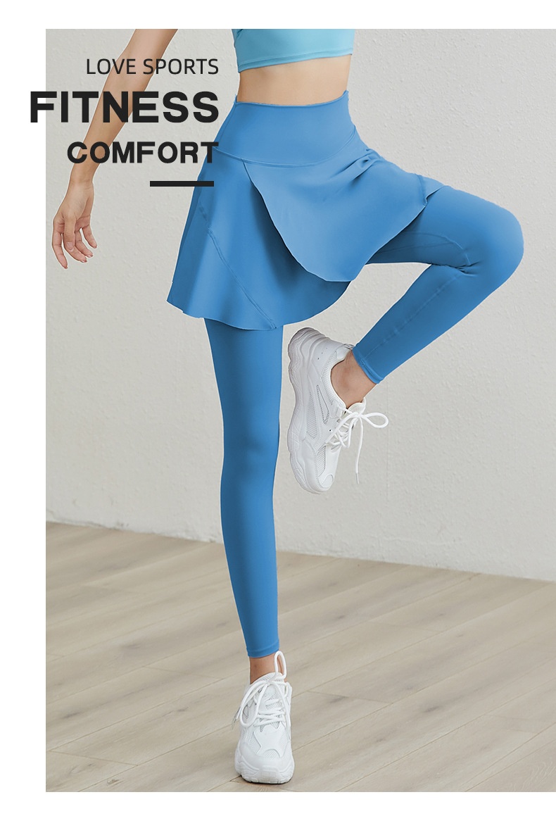 ActiveGo ActiveGo Yoga Peach Hip High Waist Elastic Tummy Control Running Fitness Covering Flaws Ruffled Outdoor Sports Dance Skirt Pants_voghion.com