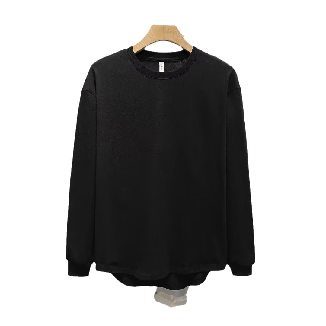 Maglietta a maniche lunghe da ragazzo, ampia, tinta unita, stile giapponese, girocollo, da uomo, taglie forti, in cotone_voghion.com