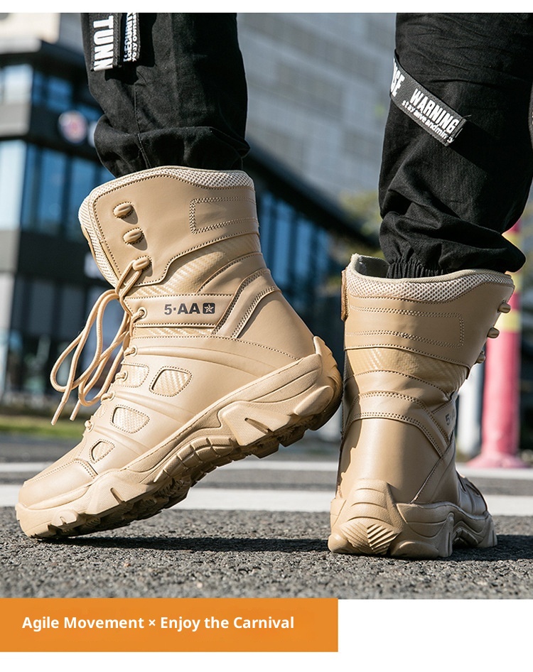 ShoeGlobe Neue Herbst/Winter Herren-Wanderschuhe, schwarz, rutschfest, flacher Absatz, Einheitsgröße, auf Lager, verdickter, hoher Schaft, haftend, vorne_voghion.com