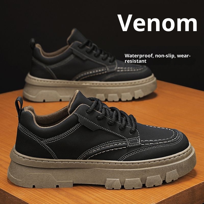 ShoeGlobe Herbst Wasserdichte, rutschfeste und abriebfeste Arbeitsschuhe für Herren, Freizeitschuhe mit dicker Sohle, Wanderschuhe, Martin-Stiefel_voghion.com