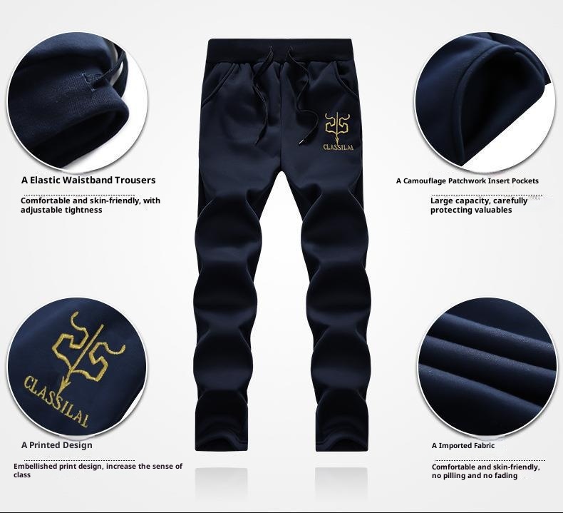 001 Cross-Border Plus Size 2023 Winter Fleece-Lined Thickened Men's Casual Sports Two-Piece Set Youth Korean Version Hooded_voghion.com