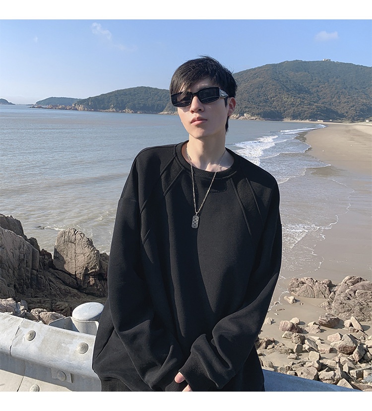 Sweat-shirt ample et épais pour homme, style américain, col rond, coupe classique tendance, idéal pour le printemps et l'automne._voghion.com