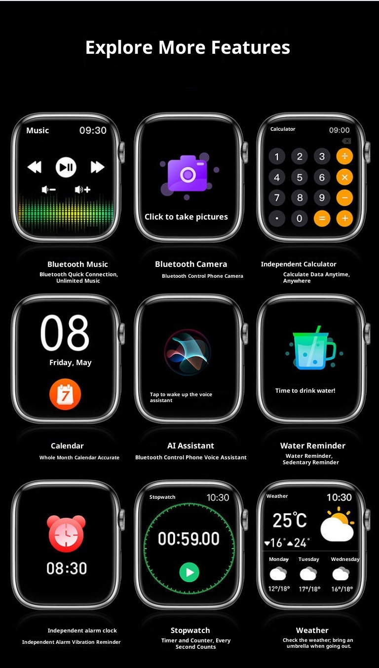 New Smart Watch Sports Bluetooth Huaqiangbei S10 PROMAX Bracelet Heart Rate Payment Blood Sugar 2025_voghion.com