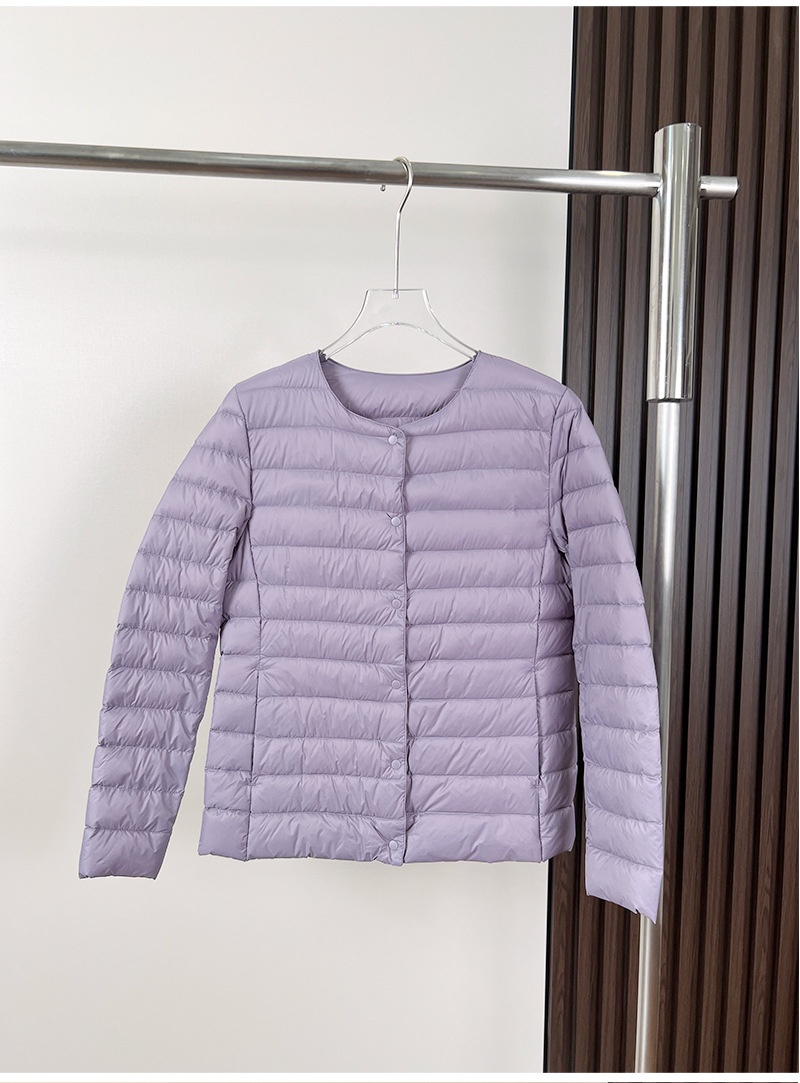 ChicShe Jiaxing Pinghu Down Jacket Short Long Sleeve Thin Collarless V-neck Lightweight Inner Liner Women U Home Same Style Base_voghion.com