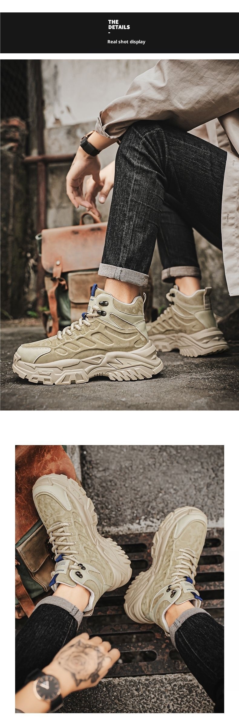 ShoeGlobe Men's Autumn New Outdoor Hiking Sports Waterproof Non-Slip Construction Work Military Style Safety Shoes_voghion.com