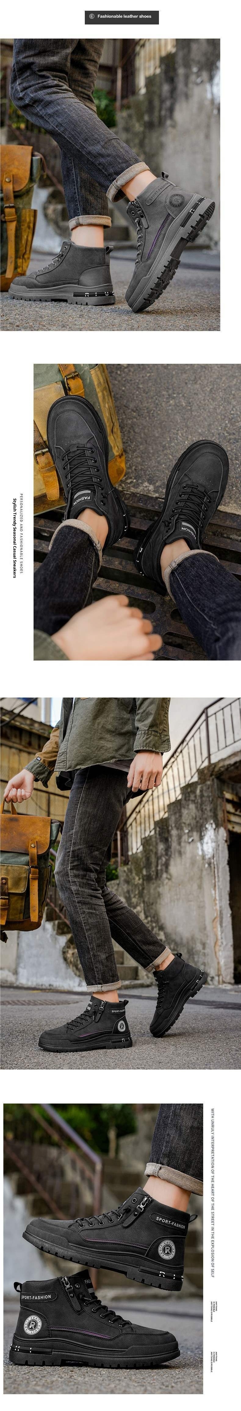 ShoeGlobe Stivali da uomo Martin High Top, stile britannico retrò, impermeabili, antiscivolo, da lavoro e da escursionismo all'aperto_voghion.com