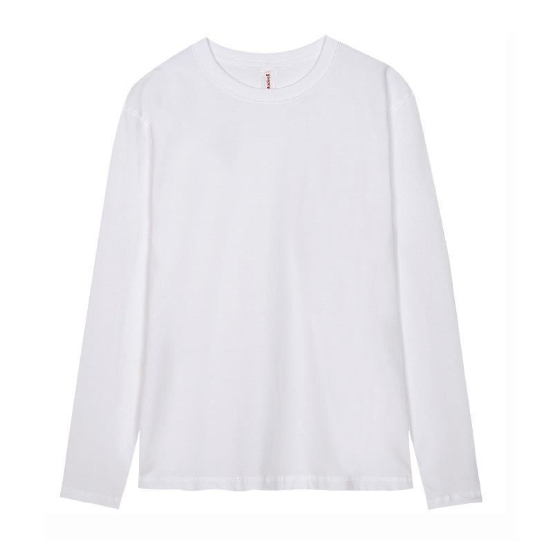 Maglietta a maniche lunghe bianca da uomo, 300 g, in puro cotone, semplice, spessa, non trasparente, strato di base, traspirante per la primavera e_voghion.com