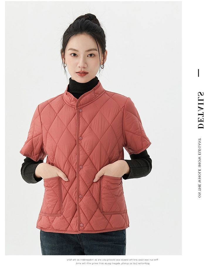 ChicShe Women's Short Jacket Lightweight Coat Autumn Winter Warm Clothing Mid-Sleeve Base Layer Down Cotton Liner Inner Wear_voghion.com