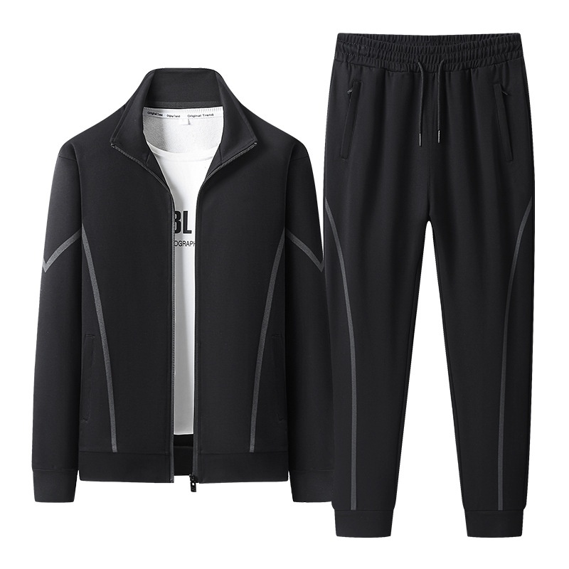 001 Men's Sports Suit Spring And Autumn Cardigan Fashion Casual Sweatshirt Plus Size Zipper Running Breathable Comfortable_voghion.com