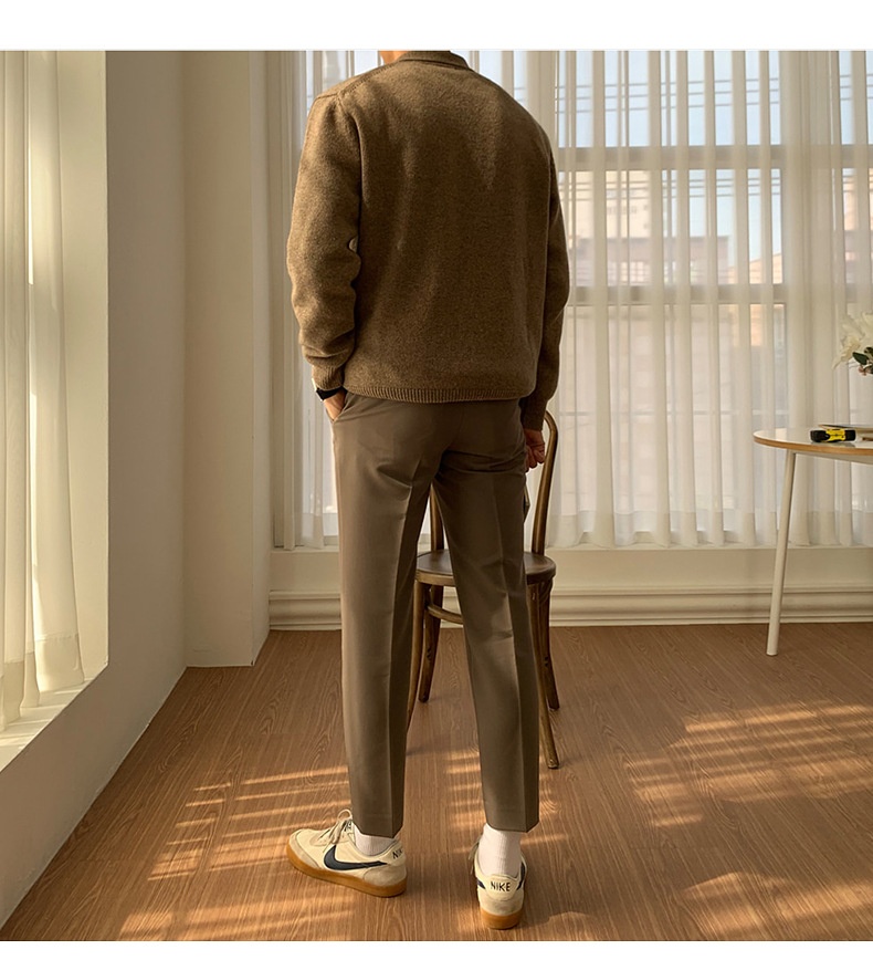 1 maglione da uomo in maglia stile Hong Kong, versatile, casual, coreano, tinta unita, con colletto polo autunnale_voghion.com