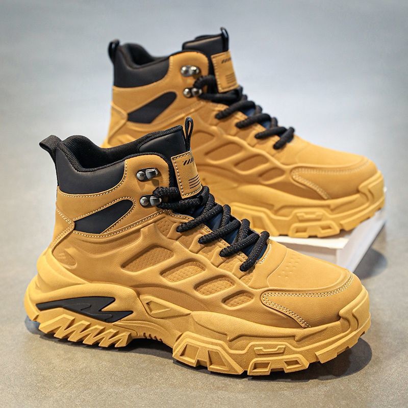 ShoeGlobe Men's Autumn New Outdoor Hiking Sports Waterproof Non-Slip Construction Work Military Style Safety Shoes_voghion.com