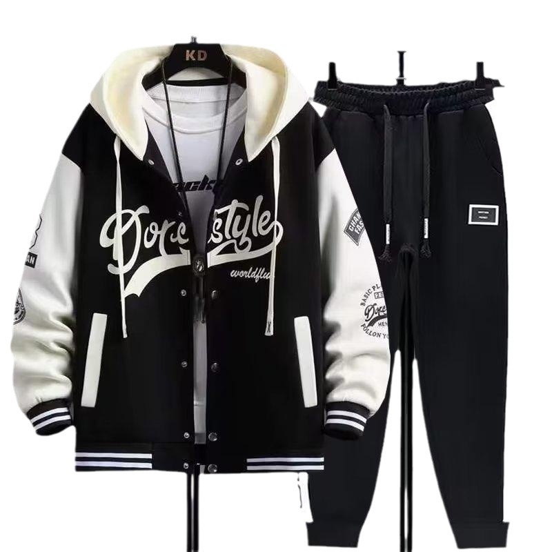 001 Hoodie Cardigan Jacket Large Size Short Sleeve Set Teenagers Spring And Autumn Sports Style For Junior High School_voghion.com