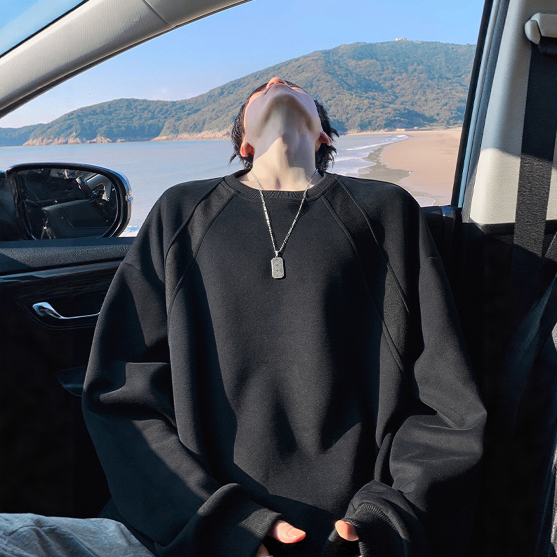 Sweat-shirt ample et épais pour homme, style américain, col rond, coupe classique tendance, idéal pour le printemps et l'automne._voghion.com