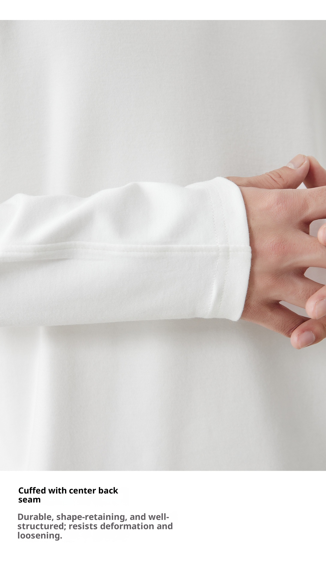 Herren-Langarmshirt aus 310 g gekämmter, hautfreundlicher, weißer, dicker Baumwolle (Frühling/Herbst 2025), einfarbig_voghion.com