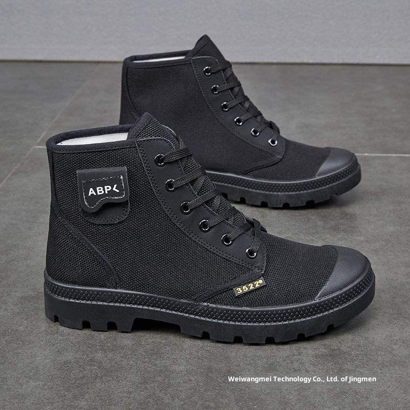 ShoeGlobe 3522 Men's High Top Fleece Lined Warm Cotton Cold-Proof Lightweight Wear-Resistant Non-Slip Hiking Boots Work Safety_voghion.com