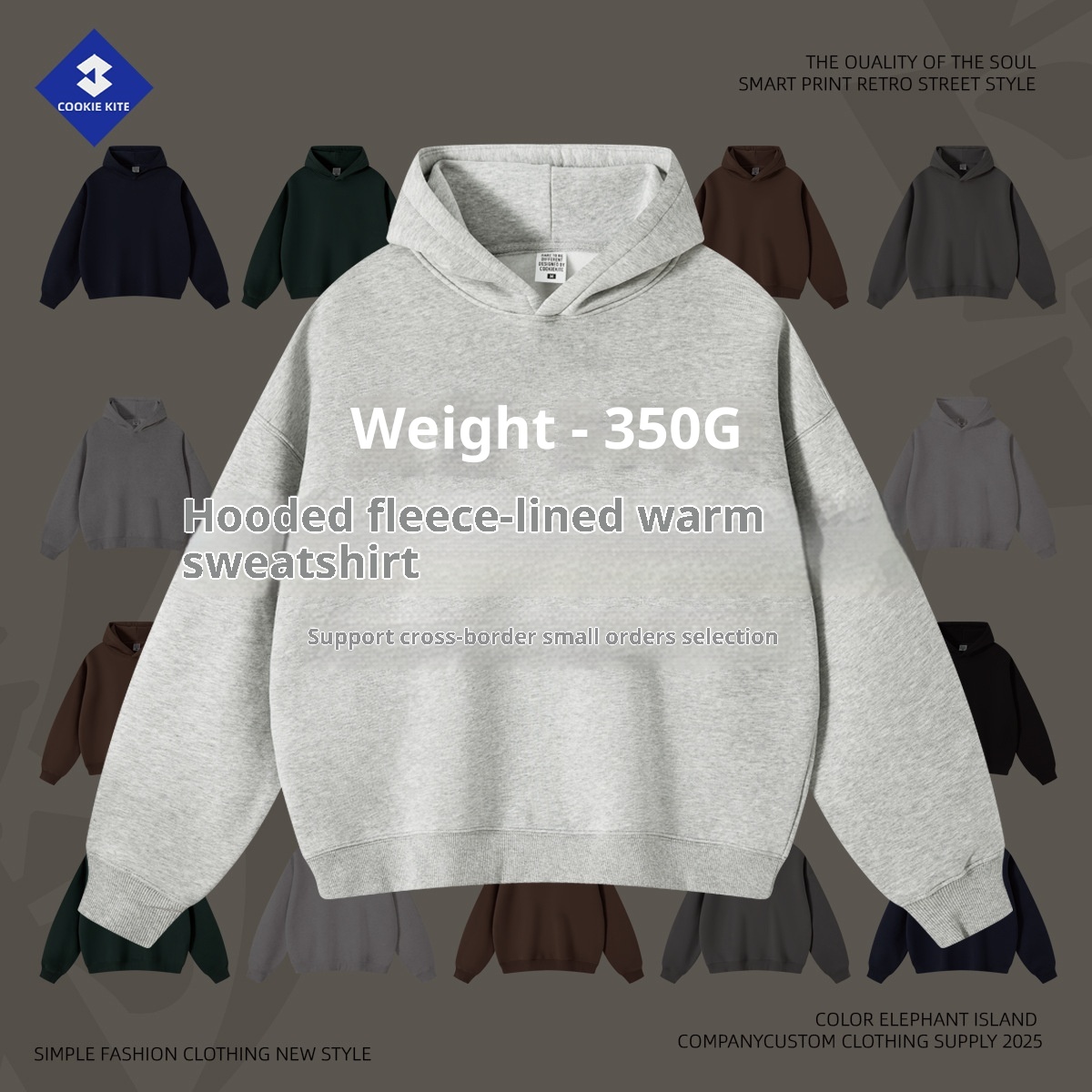 ragazzo KITE Abbigliamento Uomo 2025 Autunno Inverno Boxy Fit Corto Largo Pesante 350G Felpa Con Cappuccio Felpa Con Cappuccio Uomo_voghion.com