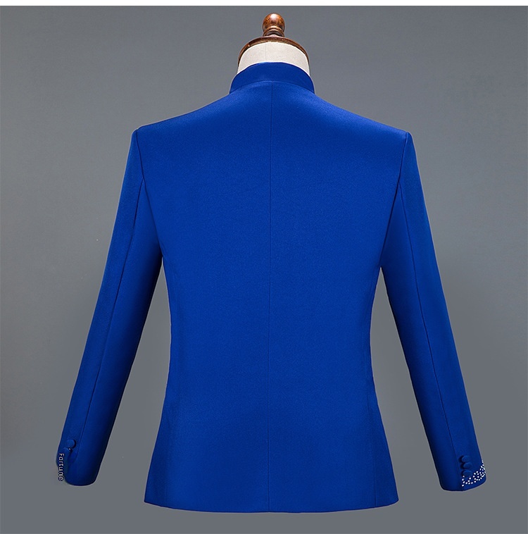 Costume da esibizione per uomo, adulto, con colletto alto e paillettes, cantante, presentatore, coro da palcoscenico, completo formale da uomo_voghion.com