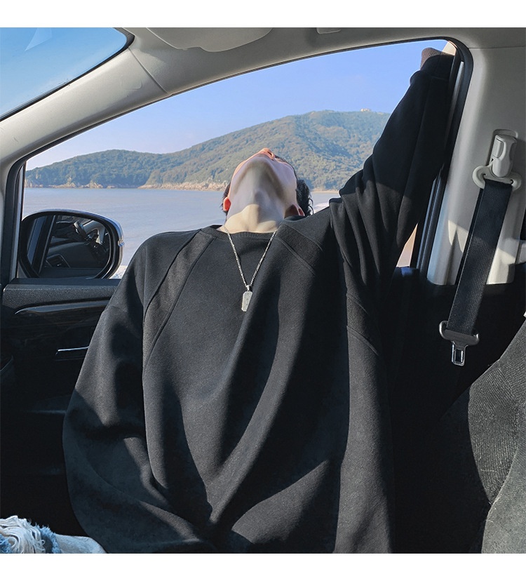 Sweat-shirt ample et épais pour homme, style américain, col rond, coupe classique tendance, idéal pour le printemps et l'automne._voghion.com