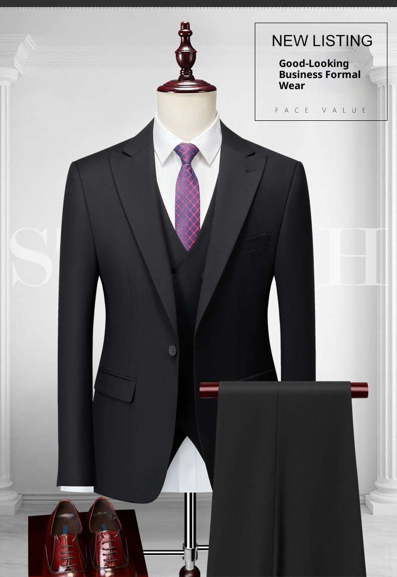 jongen Nieuwe stijl Buitenlandse handel Heren Dubbelrijs Vest Driedelige Set Plus Size Pak Groothandel_voghion.com