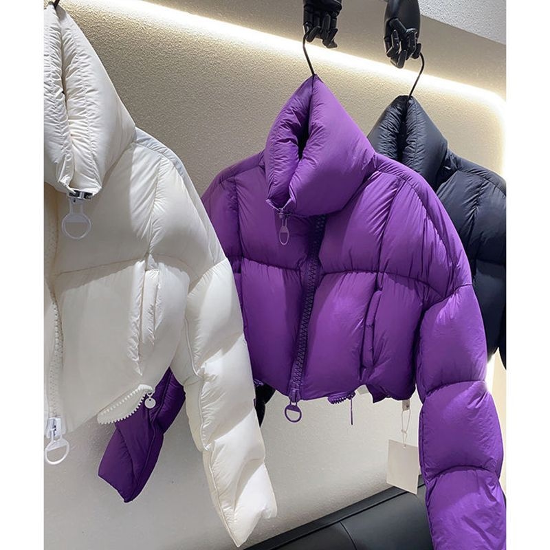 ChicShe Fashion Winter New Floral Roll Niche Designer Light Duck Short Thickened Down Jacket For Petite Women_voghion.com