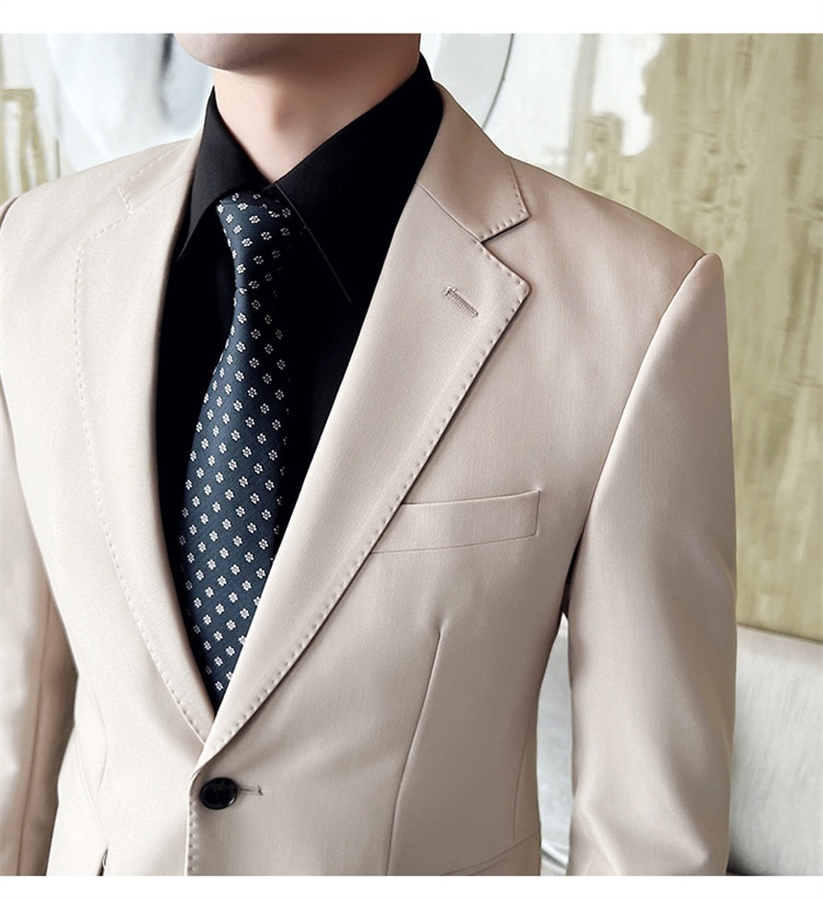 Completo casual da uomo in stile coreano, vestibilità slim, piccolo blazer, giacca da ufficio leggera, abito da sposo, abito da sposa_voghion.com