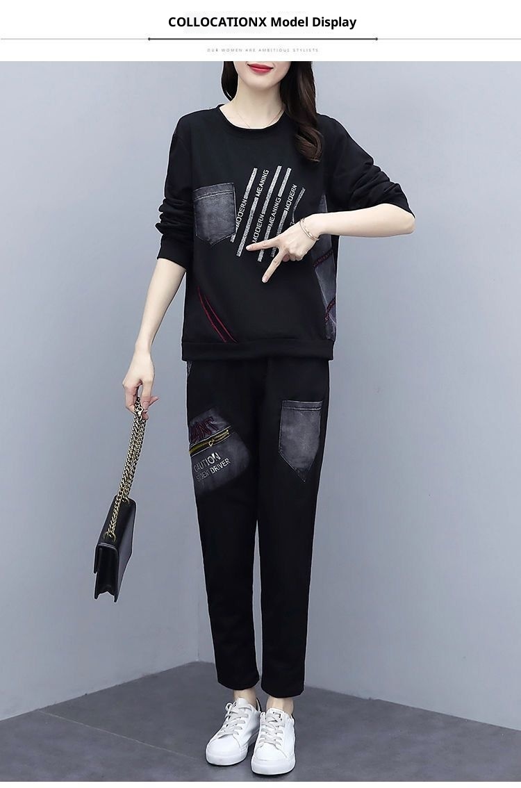 001 2025 Autumn New Large Size Loose Printed Set For Women Korean Style Casual Sportswear Two-Piece Trendy Export_voghion.com