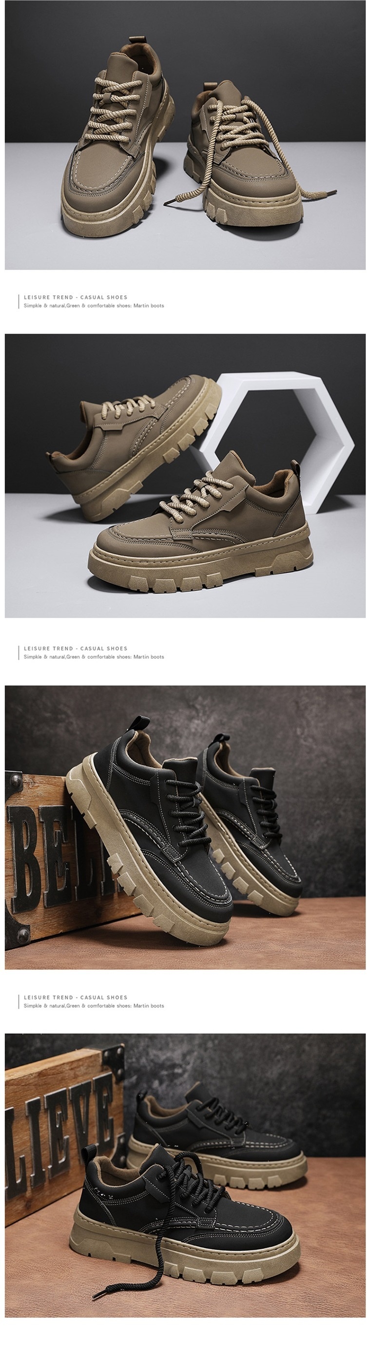 ShoeGlobe Herbst Wasserdichte, rutschfeste und abriebfeste Arbeitsschuhe für Herren, Freizeitschuhe mit dicker Sohle, Wanderschuhe, Martin-Stiefel_voghion.com