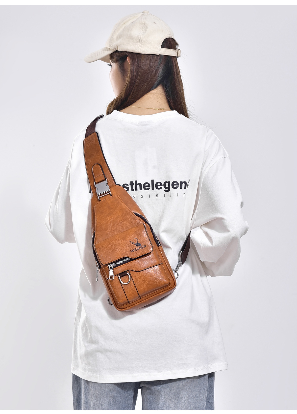 001 Cross-Border Chest Vintage Versatile Shoulder Large Capacity Waterproof Sling Bag, Crossbody For Men, High-End Men's Bag_voghion.com