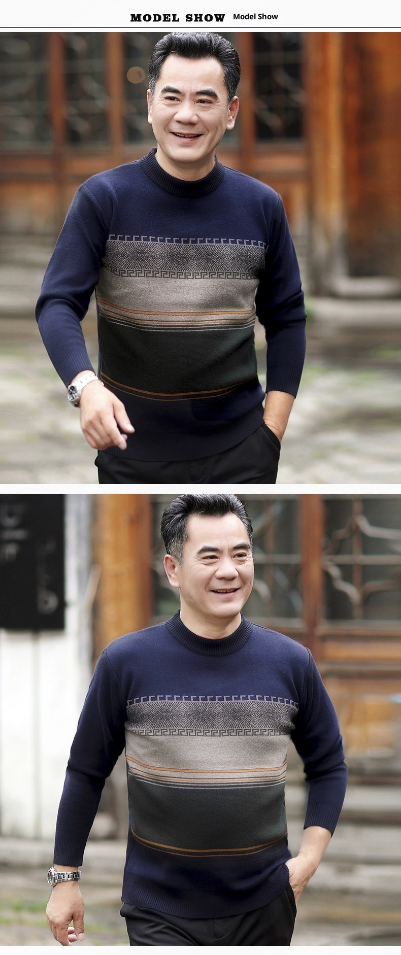 1 Free Shipping Insurance, Thickened Wool Men's Base Layer Sweater Middle-aged Dad's Casual Versatile Wear_voghion.com