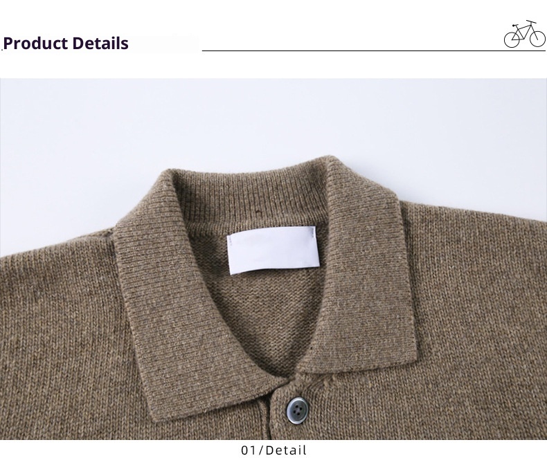 1 maglione da uomo in maglia stile Hong Kong, versatile, casual, coreano, tinta unita, con colletto polo autunnale_voghion.com