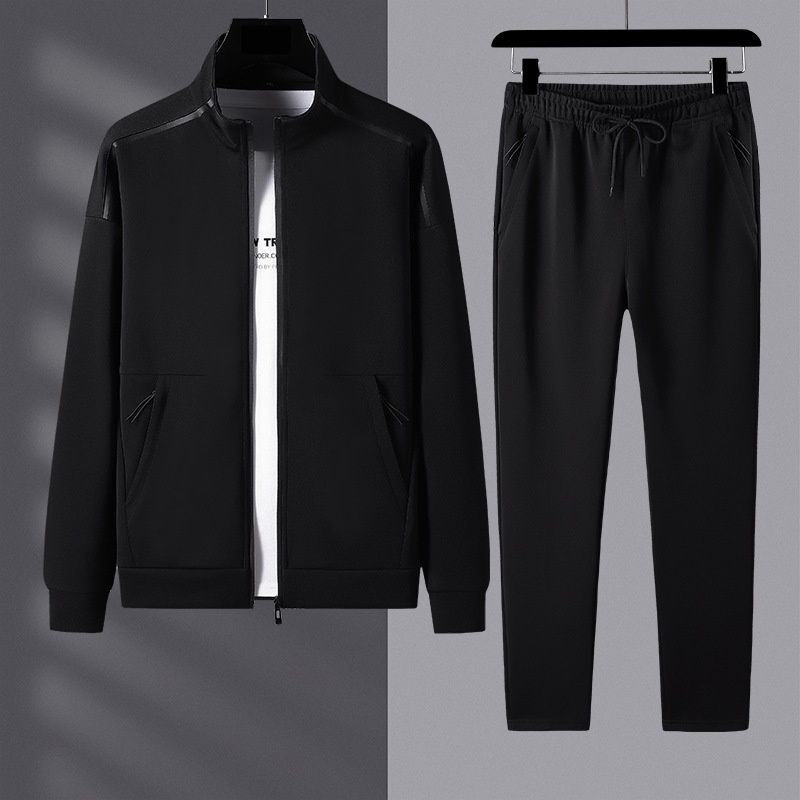 001 Men's Sweashir Spring And Auumn Trendy Plus Size Oversized Sand Collar Cardigan Two-Piece Spors Casual Ouerwear_voghion.com