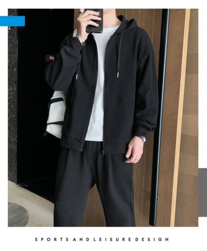 001 Sportlicher Winteranzug, neue Mode, lockerer Kapuzenanzug, dünn, für Herren, Cross-Border-Bekleidung_voghion.com