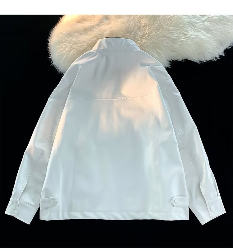 QFV507045555501<2 Veste bomber rétro américaine tendance en cuir PU pour homme, style baseball, printemps-automne._voghion.com