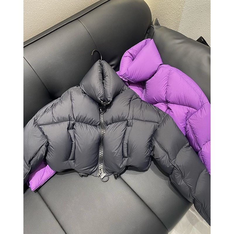 ChicShe Fashion Winter New Floral Roll Niche Designer Light Duck Short Thickened Down Jacket For Petite Women_voghion.com