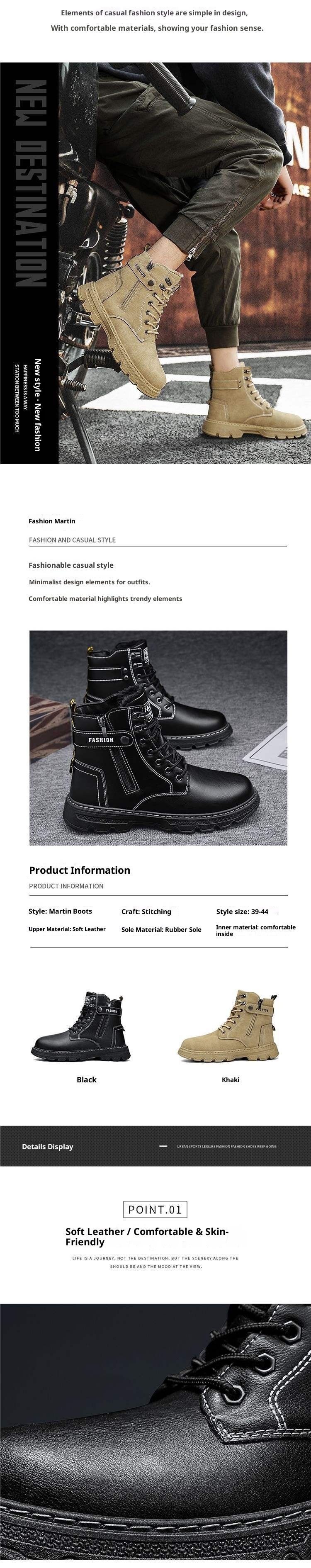 ShoeGlobe High-Top Herren Winterschuhe mit Fleecefutter, dicker, warmer Doppel-Baumwoll-Sohle, geeignet für Outdoor-Aktivitäten wie Wandern, Wandern und Motorradfahren. Wasserdicht._voghion.com