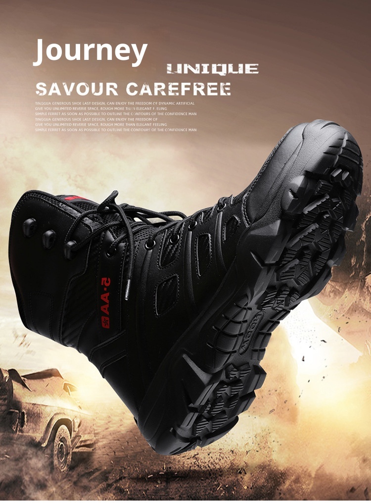 ShoeGlobe Neue Herbst/Winter Herren-Wanderschuhe, schwarz, rutschfest, flacher Absatz, Einheitsgröße, auf Lager, verdickter, hoher Schaft, haftend, vorne_voghion.com