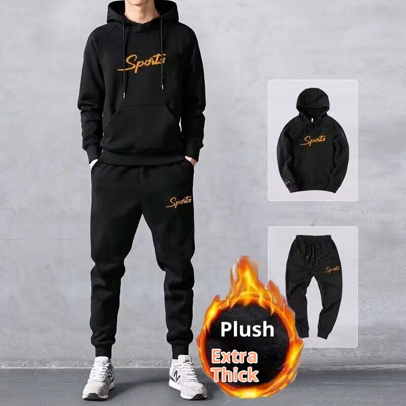 001 Gilet invernale da uomo, tre pezzi, felpa con cappuccio spessa in pile, stile coreano, elegante, casual, sportivo, per giovani_voghion.com