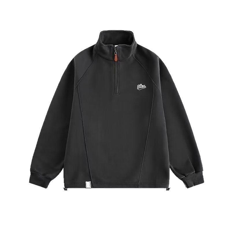 boy Boy Youth Heavy Loose Casual Sweatshirt American Style Trendy Oversize Embroidered Stand Collar Half-Zip Sports Top_voghion.com