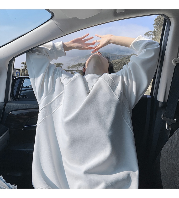 Sweat-shirt ample et épais pour homme, style américain, col rond, coupe classique tendance, idéal pour le printemps et l'automne._voghion.com