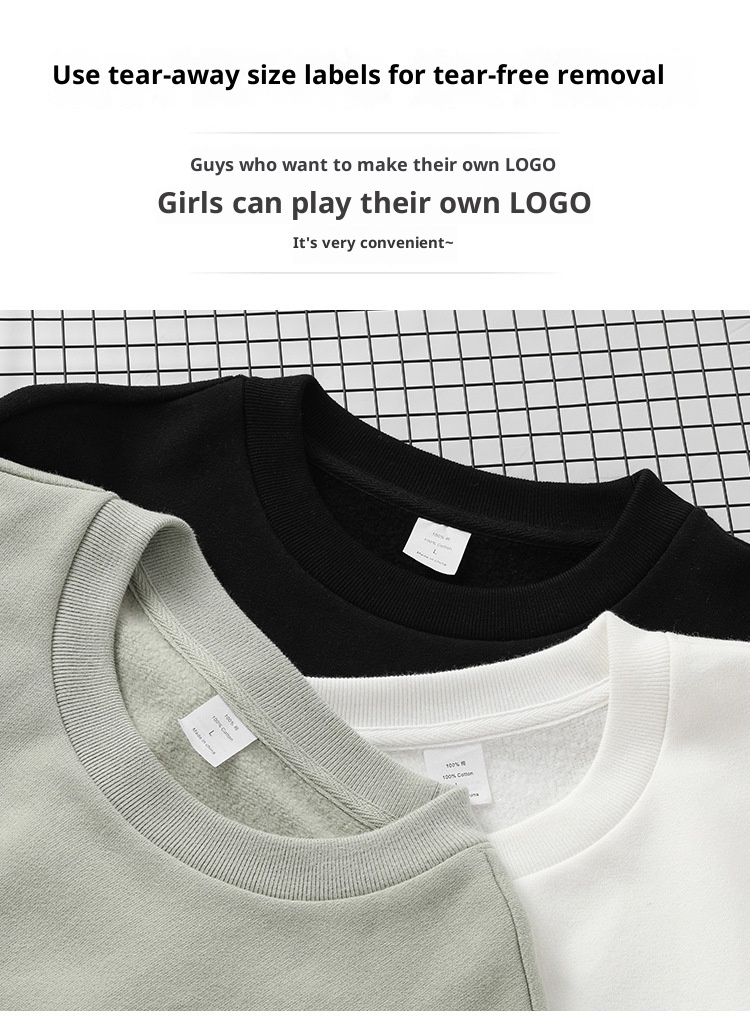 Boy Herren-Sweatshirt in Übergröße, lockere Passform, überschnittene Schultern, lange Ärmel, Rundhalsausschnitt, einfarbig, aus reiner Baumwolle, lockere Passform, Oversize-Schnitt, Rundhalsausschnitt, einfarbig._voghion.com