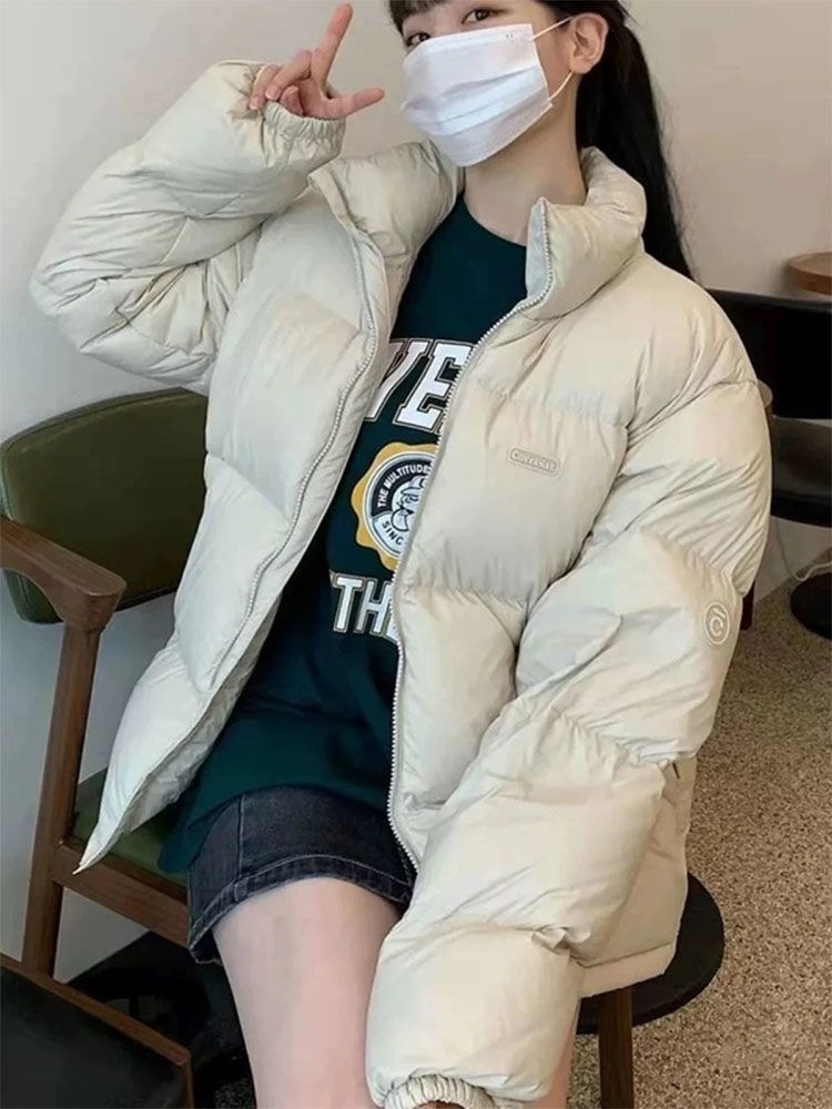 ChicShe 2025 New Down Jacket For Women, Short Stand Collar, White Duck Down, Thickened, Unisex Couple Puffer Jacket, Winter Coat_voghion.com