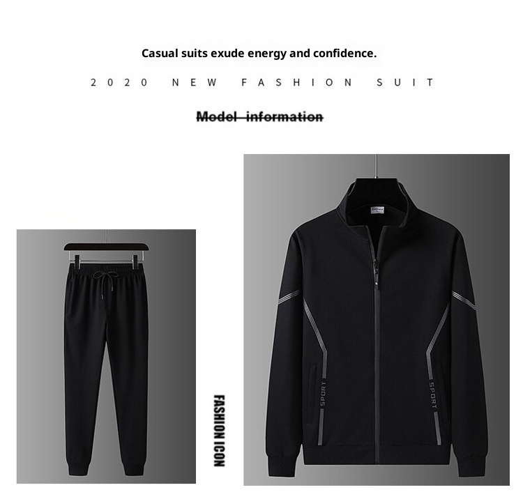 001 Men's Suit Trendy Korean Style Jacket 2023 Spring And Autumn Youth Running Casual Sportswear Two-Piece Set_voghion.com